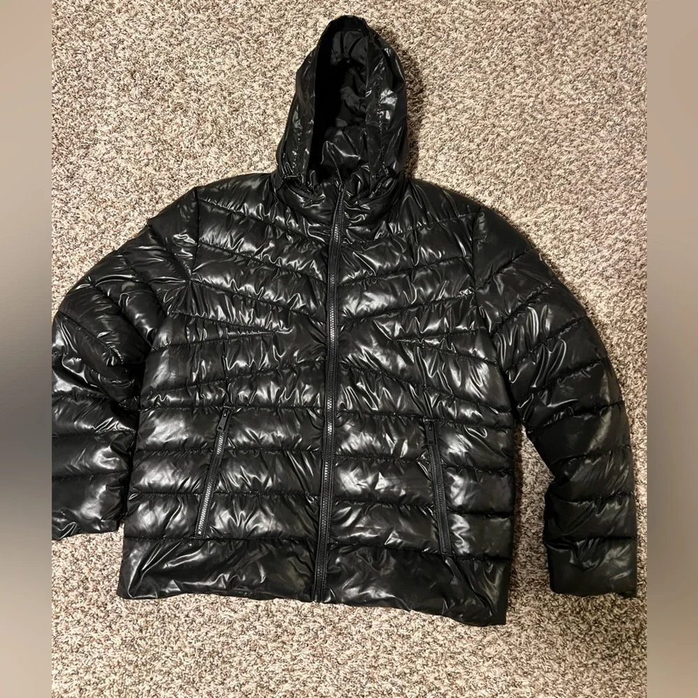 Kenneth Cole Shiny Black Jacket - Picture 1 of 3
